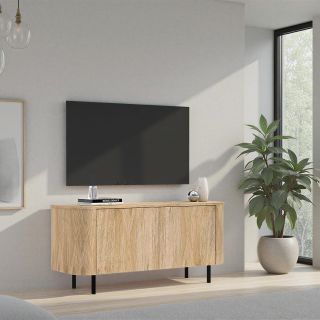 Meuble TV 120 cm LUCIUS avec 2 portes en décor chêne cadiz