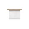 Table ilot de cuisine 130 cm OCTAVE en blanc brillant et décor chêne cadiz