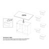Table ilot de cuisine 130 cm OCTAVE en blanc brillant et décor chêne cadiz