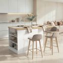 Table ilot de cuisine 160 cm OCTAVE avec 2 portes et 3 niches