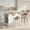 Table ilot de cuisine 160 cm OCTAVE avec 2 portes et 3 niches