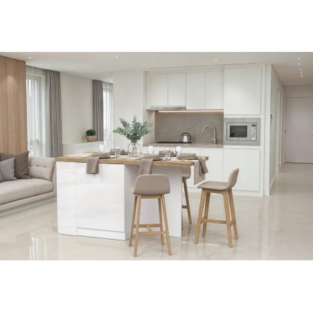 Table ilot de cuisine 160 cm OCTAVE avec 2 portes et 3 niches