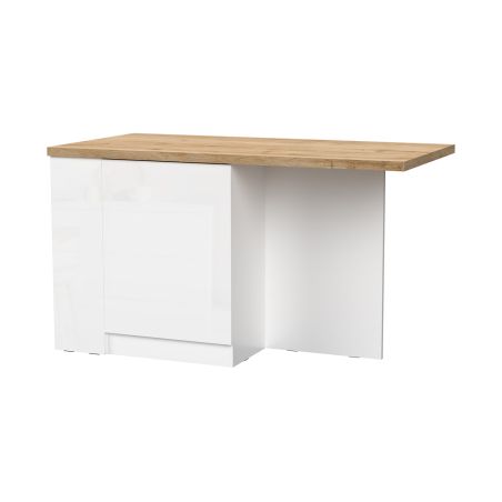 Table ilot de cuisine 160 cm OCTAVE avec 2 portes et 3 niches