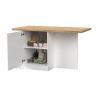 Table ilot de cuisine 160 cm OCTAVE avec 2 portes et 3 niches