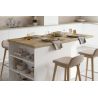 Table ilot de cuisine 160 cm OCTAVE avec 2 portes et 3 niches