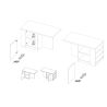 Table ilot de cuisine 160 cm OCTAVE avec 2 portes et 3 niches
