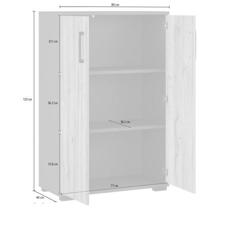 Armoire de bureau 4247 PRADES en décor chêne Grandson et graphite