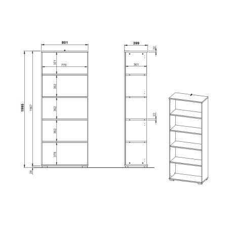 Etagère de bureau 4248 PRADES en coloris graphite