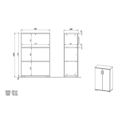 Armoire de bureau 4247 PRADES en coloris gris clair