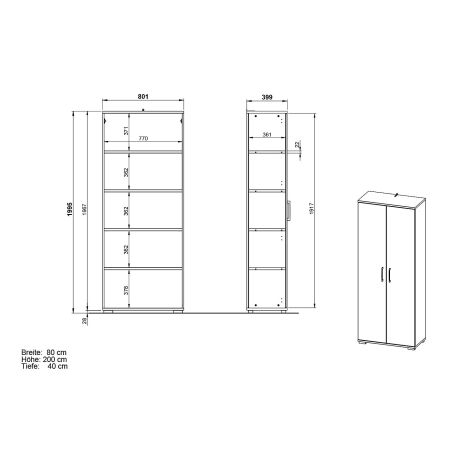 Armoire de bureau 4250 PRADES en coloris gris clair