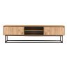 Meuble TV 140 cm BELINO en décor pin naturel avec 2 tiroirs et 2 niches