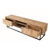 Meuble TV 140 cm BELINO en décor pin naturel avec 2 tiroirs et 2 niches