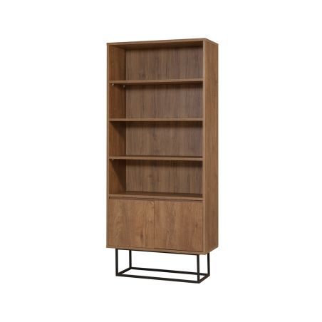 Bibliothèque 80x182 cm REAGAN en décor noyer