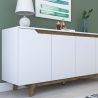 Buffet 180 cm ERIC en décor blanc et noyer