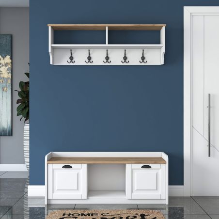 Ensemble de meubles pour entrée RALPH en décor blanc et noyer