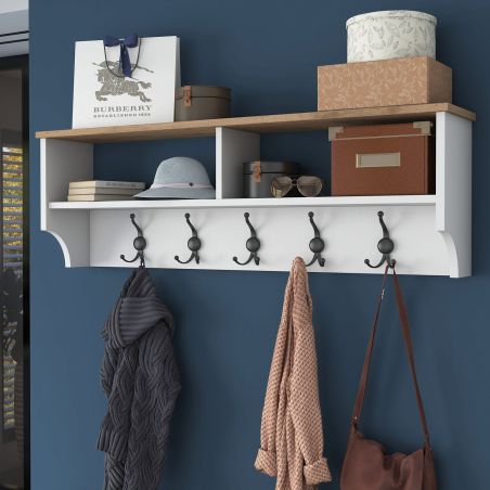 Ensemble de meubles pour entrée RALPH en décor blanc et noyer
