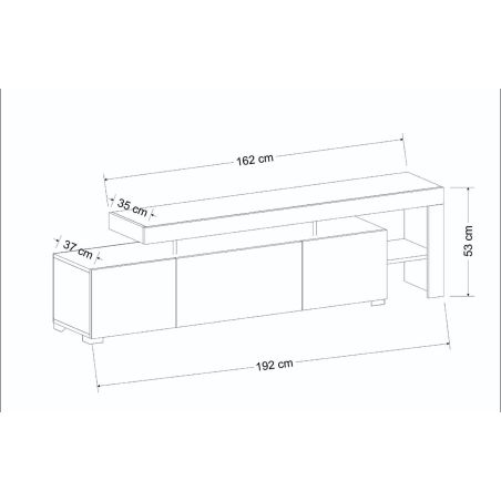 Meuble TV 192 cm BERLIOZ en décor blanc mat avec éclairage LED