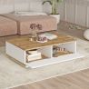 Table basse 90 cm FRANCIS en décor blanc et pin atlantic