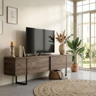 Meuble TV 180 cm LOUXOR en décor noyer
