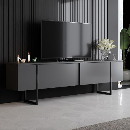 Meuble TV 180 cm LOUXOR gris anthracite