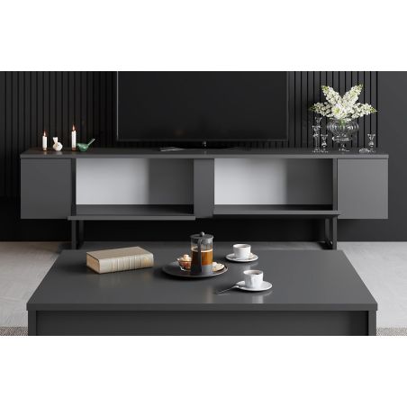 Meuble TV 180 cm LOUXOR gris anthracite