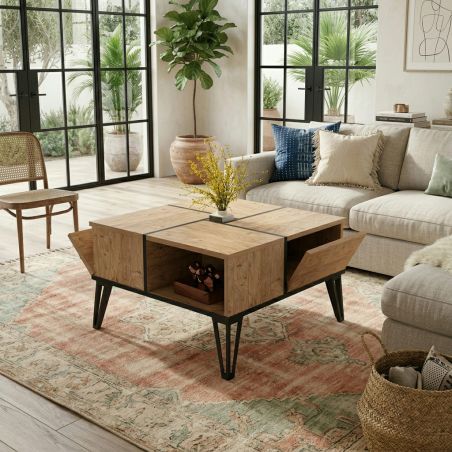 Table basse carrée 71 cm NIRVANA en décor pin atlantic