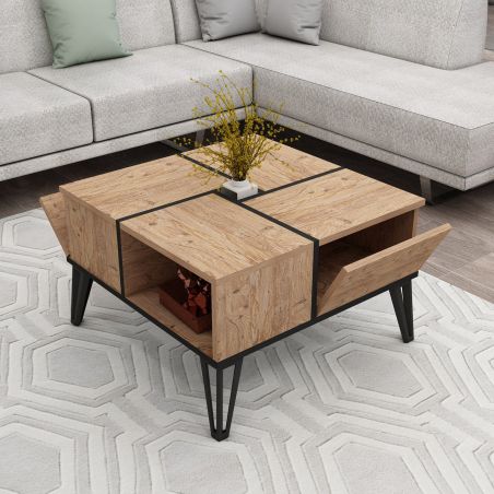 Table basse carrée 71 cm NIRVANA en décor pin atlantic