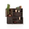 Gijon, highboard 145 cm - 1-porte de verre + 2-portes + 2-tiroirs + 1-p. rabattante + 1-niche (+LED) - Henders and Hazel