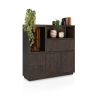 Gijon, highboard 145 cm - 1-porte de verre + 2-portes + 2-tiroirs + 1-p. rabattante + 1-niche (+LED) - Henders and Hazel