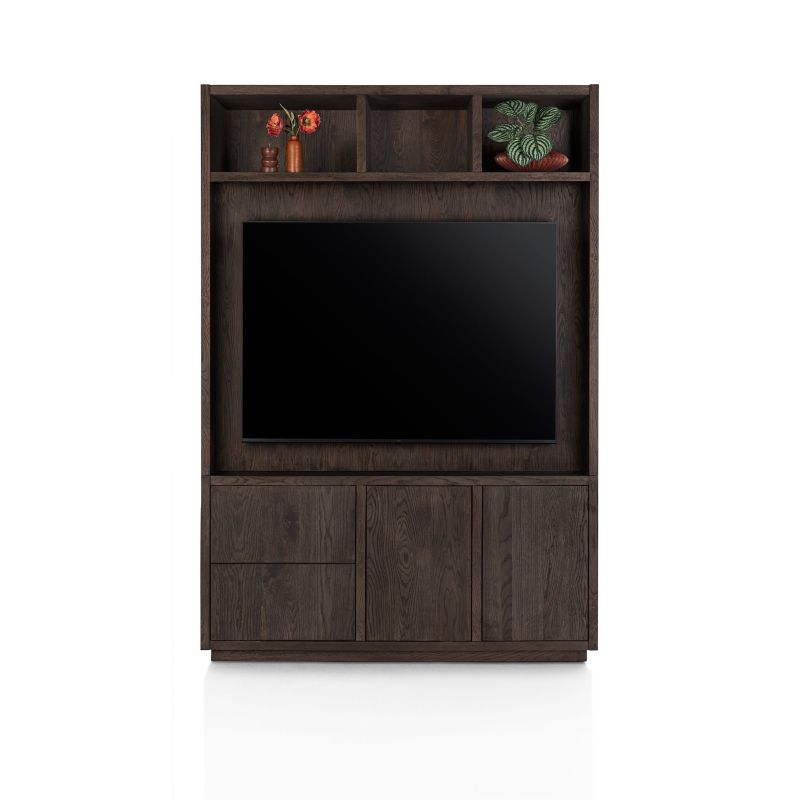 Gijon, meuble tv + partie haute 150 cm - 2-portes + 2-tiroirs + 3-niches + plinthe - Henders and Hazell