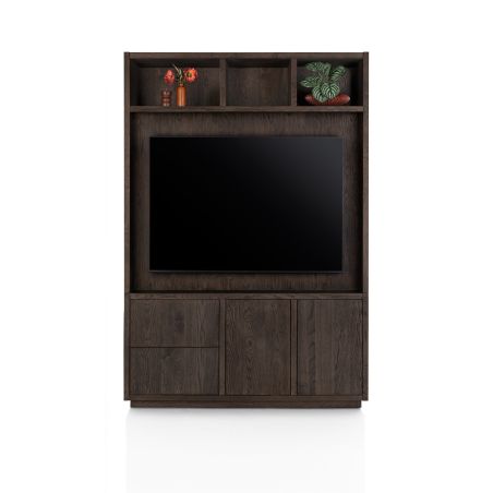 Gijon, meuble tv + partie haute 150 cm - 2-portes + 2-tiroirs + 3-niches + plinthe - Henders and Hazell