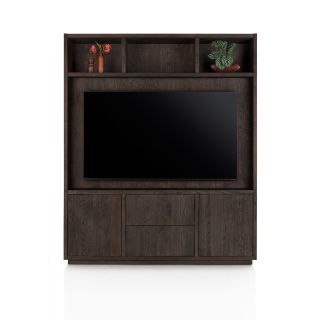 Gijon, meuble tv + partie haute 180 cm - 2-portes + 2-tiroirs + 3-niches + plinthe - Henders and Hazel