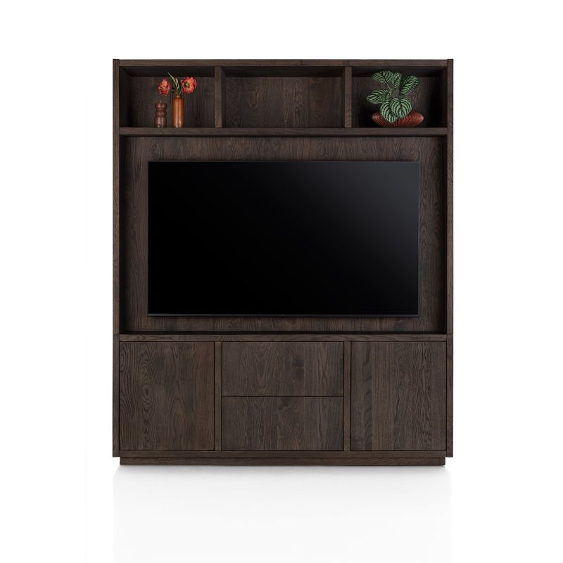 Gijon, meuble tv + partie haute 180 cm - 2-portes + 2-tiroirs + 3-niches + plinthe - Henders and Hazel
