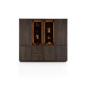 Gijon, vaisselier 240 cm - 2-portes de verres + 5-portes + 2-tiroirs (+ LED) + plinthe