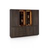 Gijon, vaisselier 240 cm - 2-portes de verres + 5-portes + 2-tiroirs (+ LED) + plinthe