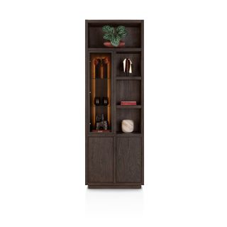 Gijon, armoire 75 cm - 1-porte de verre + 2-portes + 4-niches (+ LED) Henders & Hazel