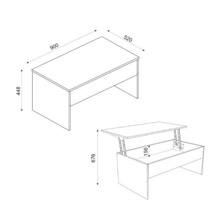 Table basse relevable ENKI en coloris blanc