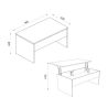 Table basse relevable ENKI en coloris blanc