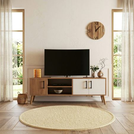 Meuble TV 150 cm EXODUS en décor chêne et blanc