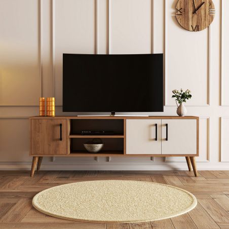 Meuble TV 150 cm EXODUS en décor chêne et blanc
