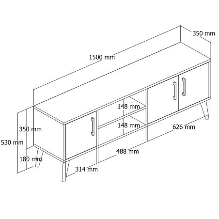 Meuble TV 150 cm EXODUS en décor chêne et blanc