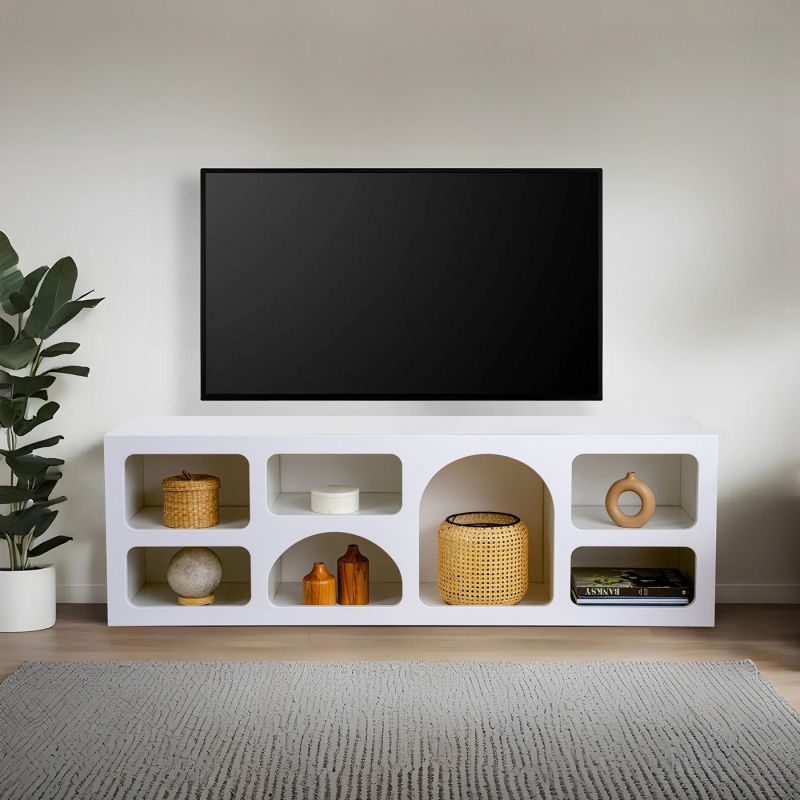 Meuble TV 160 cm FERGUS en blanc