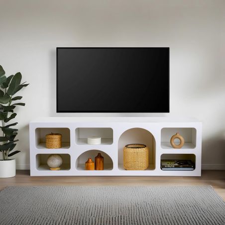 Meuble TV 160 cm FERGUS en blanc