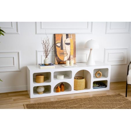 Meuble TV 160 cm FERGUS en blanc