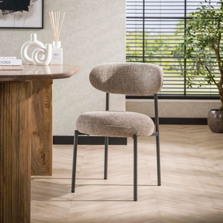 Chaise ROUNDY en tissu coloris sable ou brun