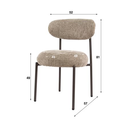 Chaise ROUNDY en tissu coloris sable ou brun