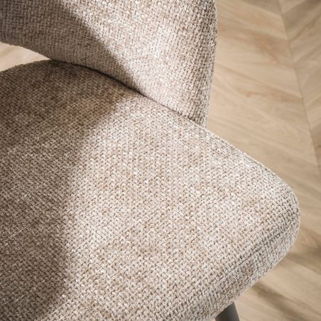 Chaise ROUNDY en tissu coloris sable ou brun
