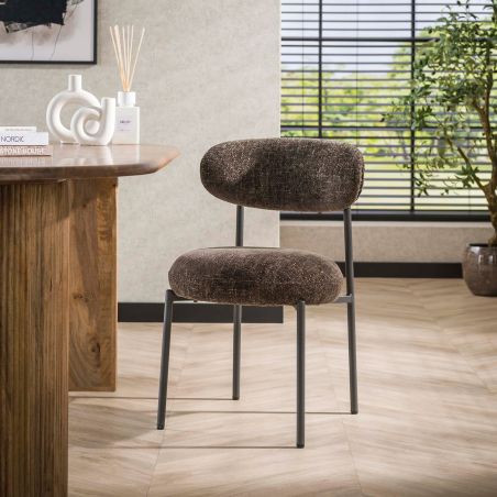 Chaise ROUNDY en tissu coloris sable ou brun
