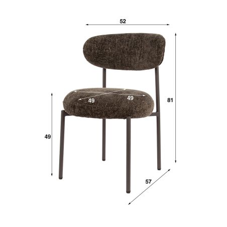 Chaise ROUNDY en tissu coloris sable ou brun