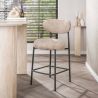 Tabouret de bar ROUNDY en tissu coloris sable
